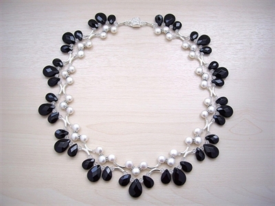 Picture of Black Onyx, Swarovski Crystals, Fresh Water Pearls and 925 Silver Components