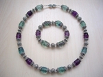 Picture of Green and Purple Fluorite, Swarovski Crystals and 925 Silver Components