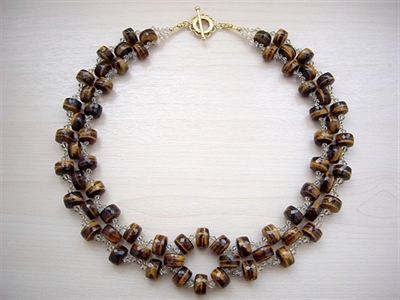 Picture of Tiger's Eye, Swarovski and 24 carat Gold plated Components