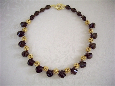 Picture of Smoky Quartz, Swarovski crystals and 24 carat Gold plated Components