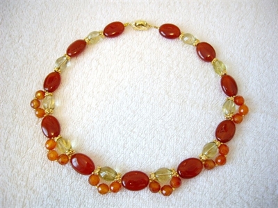 Picture of Carnelian, Lemon Quartz and 24 carat Gold plated Components