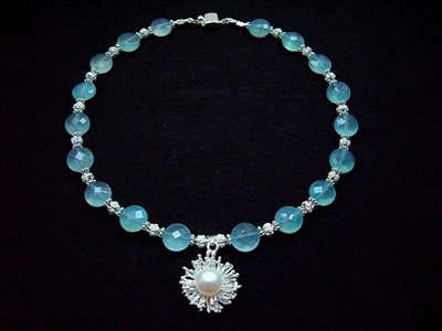 Picture of Blue Chalcedony, Swarovski Crystals and 925 Silver Components